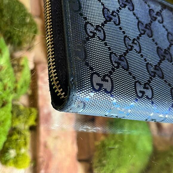 GUCCI GG Imprime Wallet Blue Canvas Wallet - Picture 10 of 13
